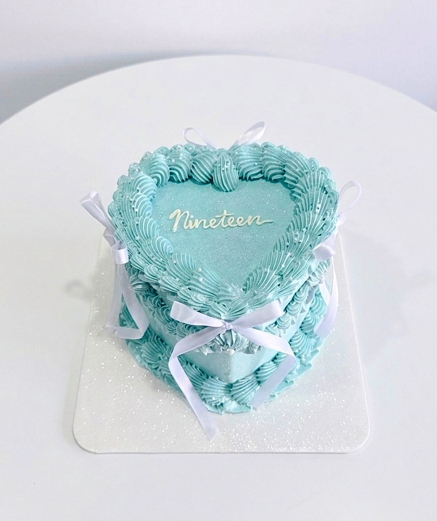Pretty Blue Heart Vintage Cake Sydney