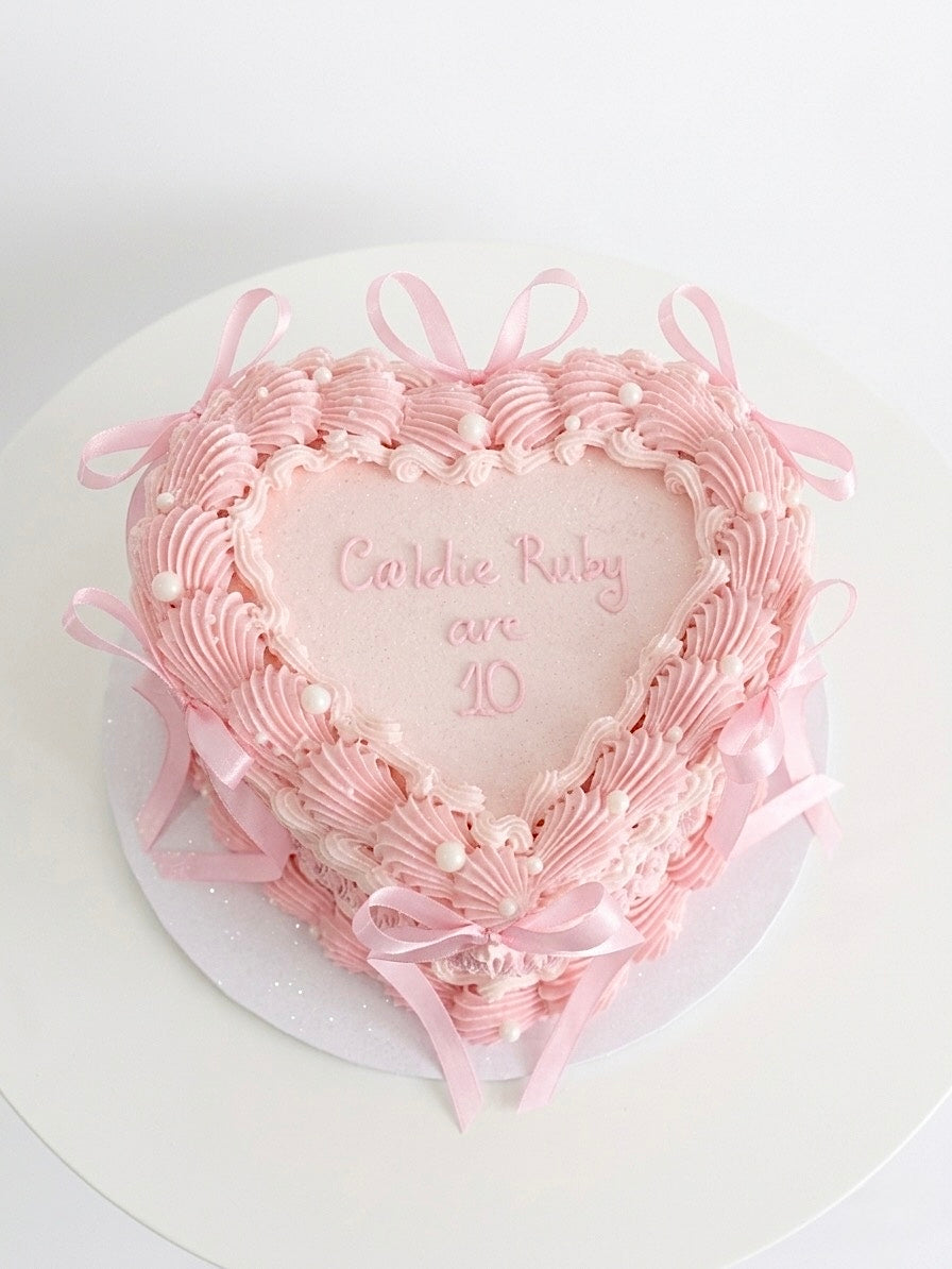 Light Pink Vintage Heart Cake Sydney