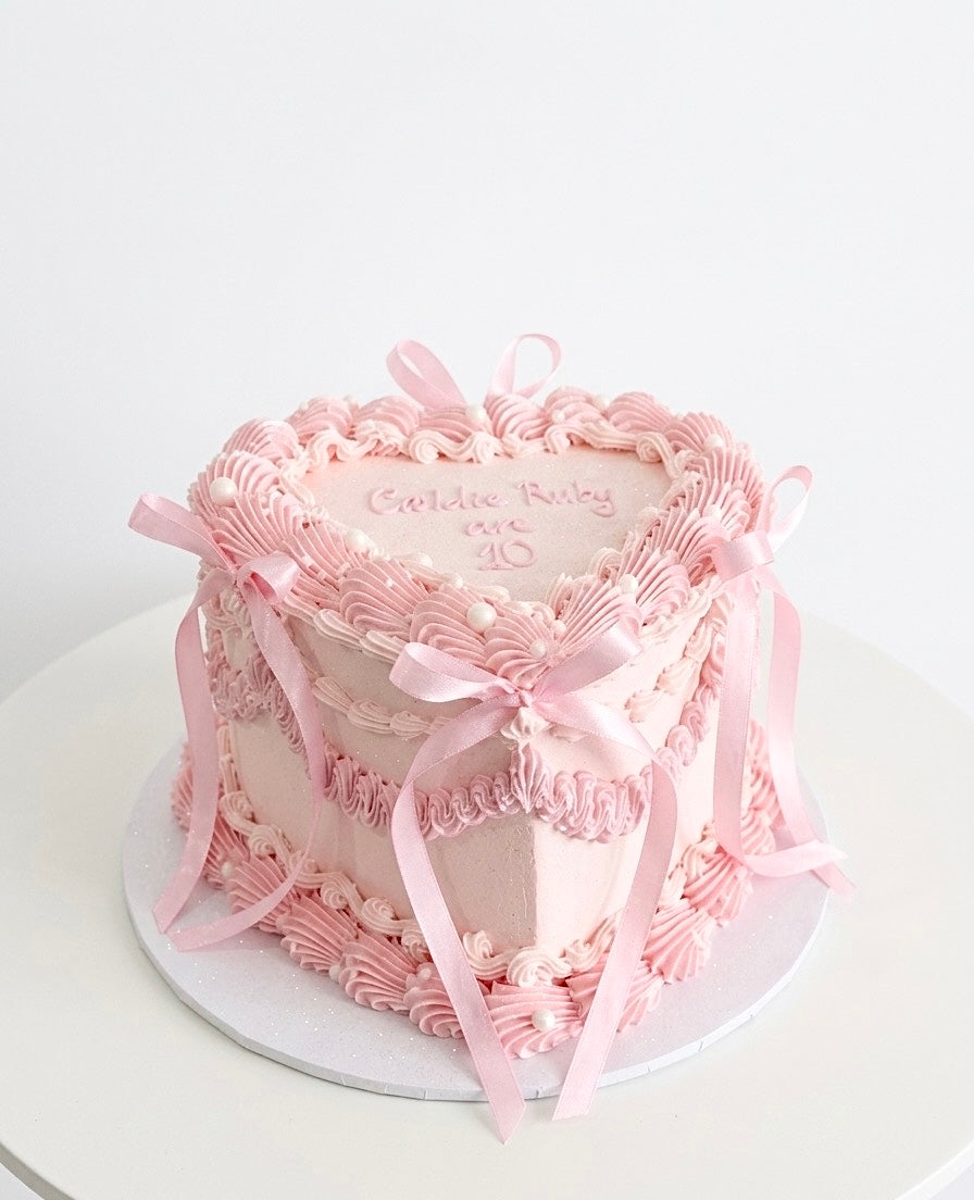 Light Pink Vintage Heart Cake Sydney