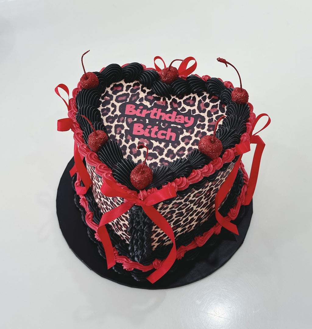 Leopard Printed Vintage Heart Shaped Cake Sydney