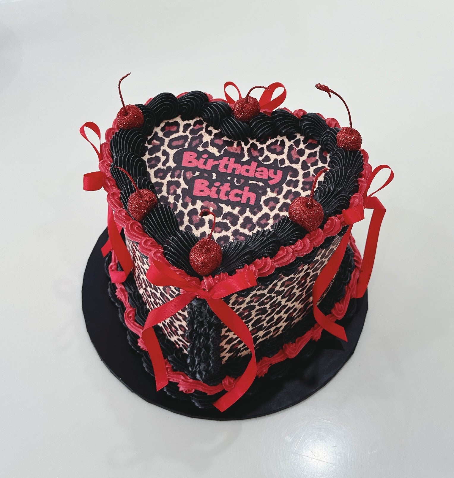 Leopard Printed Vintage Heart Shaped Cake Sydney