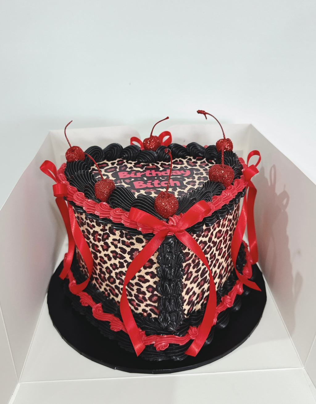 Leopard Printed Vintage Heart Shaped Cake Sydney