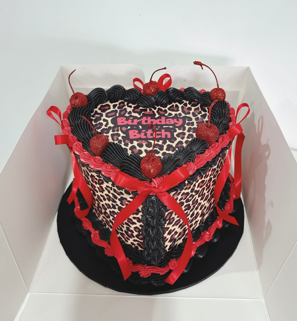 Leopard Printed Vintage Heart Shaped Cake Sydney
