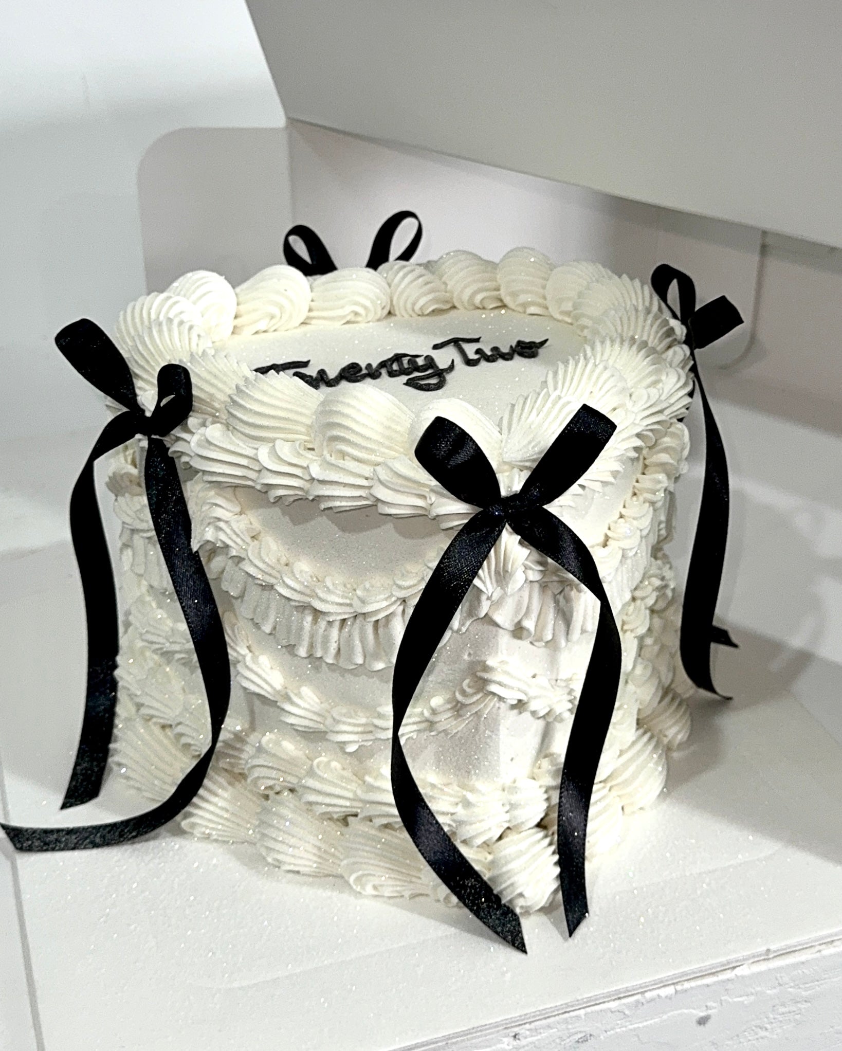 Little Fancy White Heart Shaped Vintage Cake Sydney