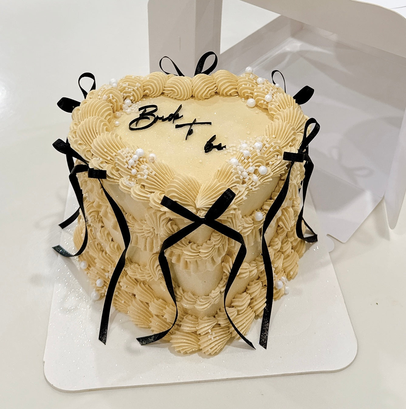 Ribbons Heart Shaped Vintage Cake Sydney