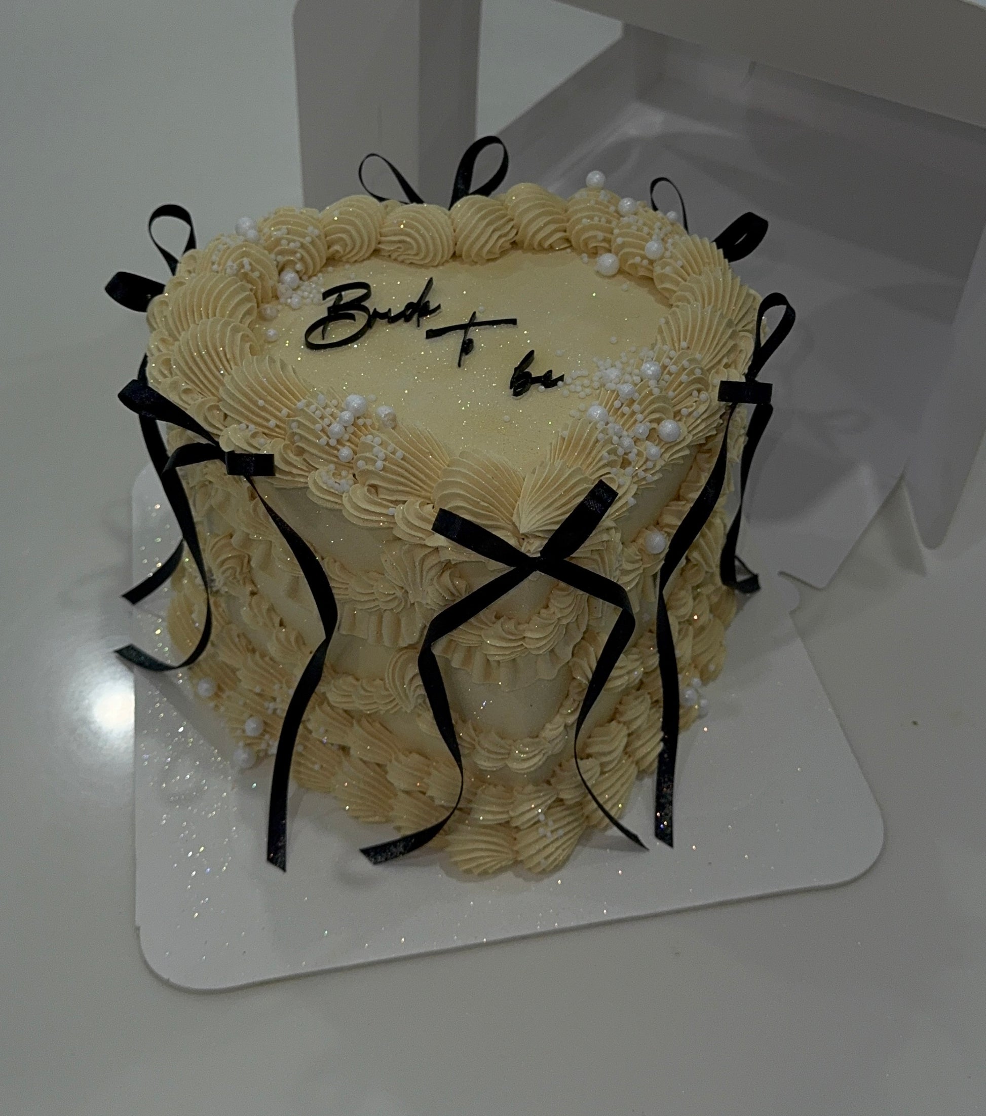 Ribbons Heart Shaped Vintage Cake Sydney