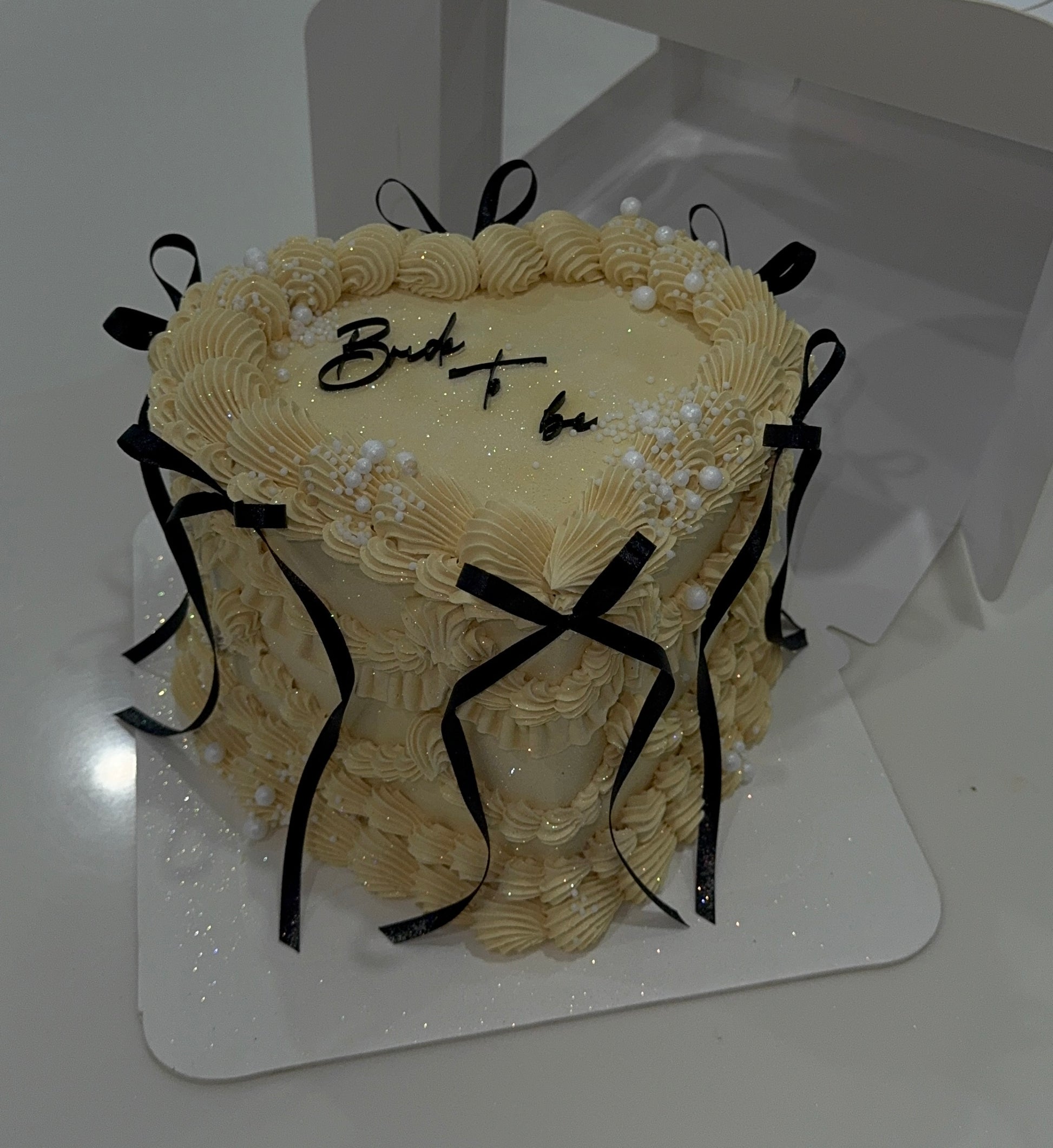 Ribbons Heart Shaped Vintage Cake Sydney