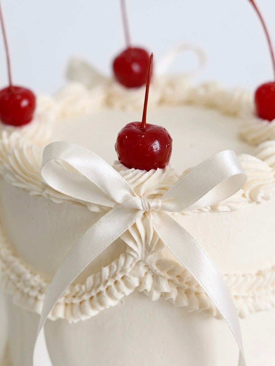 White Round Vintage Cake With Cherries - Sydney