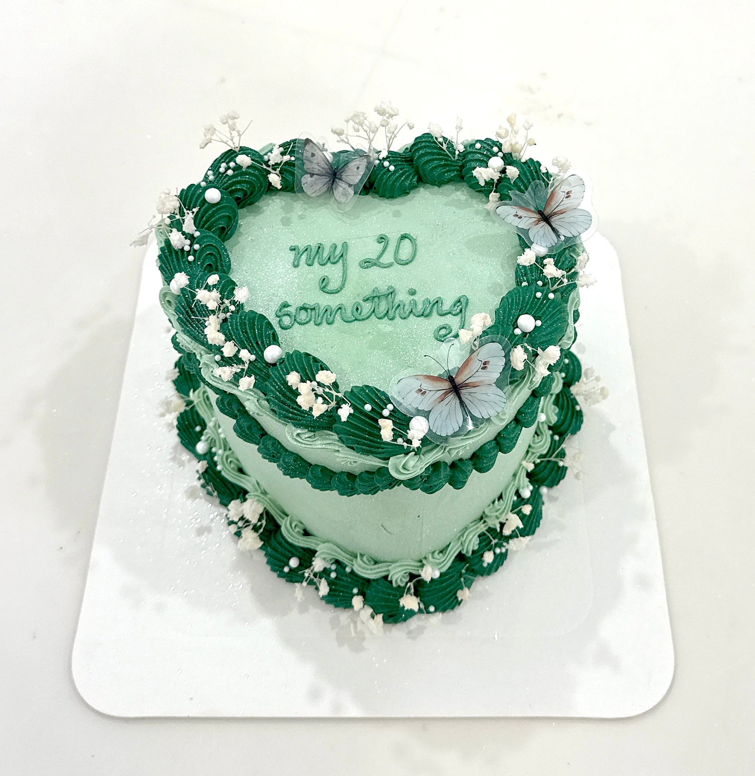 Babies Breath Green Vintage Cake Sydney