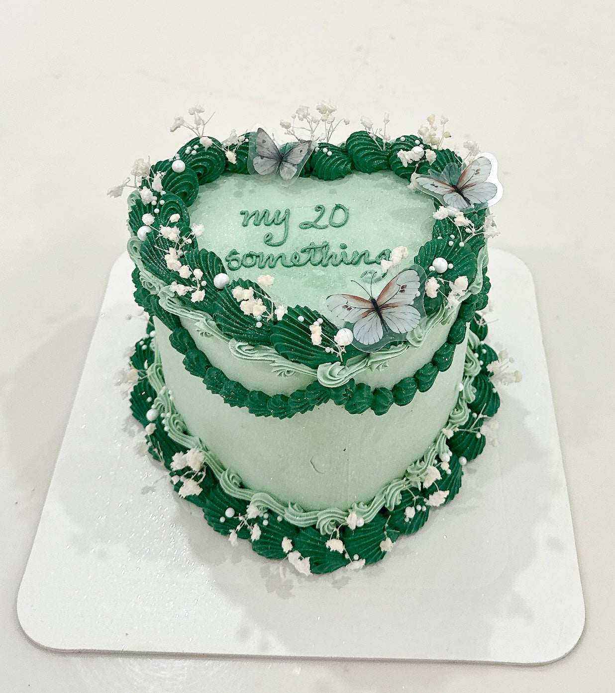 Babies Breath Green Vintage Cake Sydney