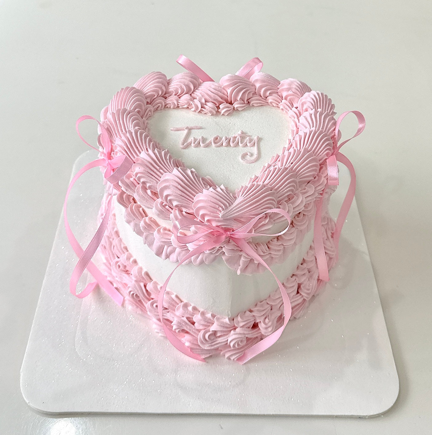Classic Vintage Heart Cake Sydney / Pink and White
