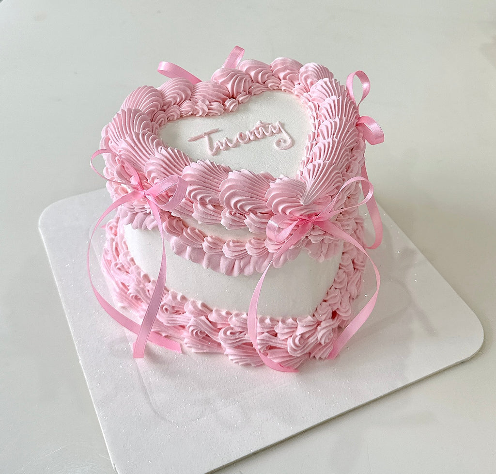 Classic Vintage Heart Cake Sydney / Pink and White