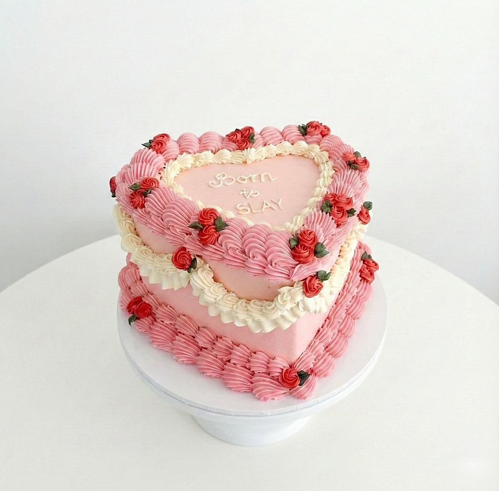 Pink Rosette Heart Vintage Cake Sydney