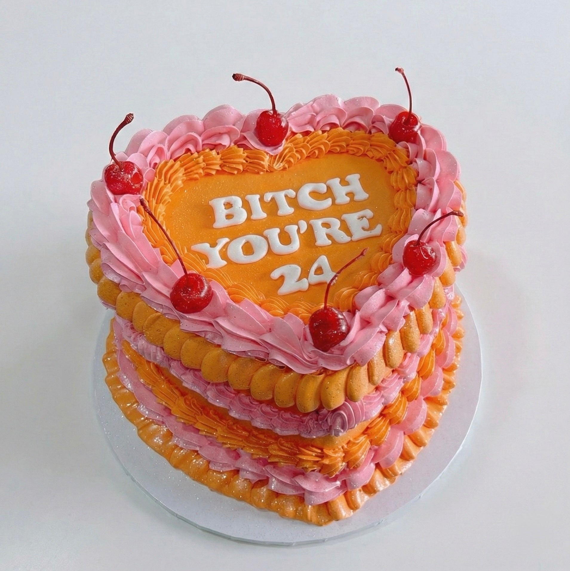 Bright Orange an Pink Heart Vintage Cake Sydney