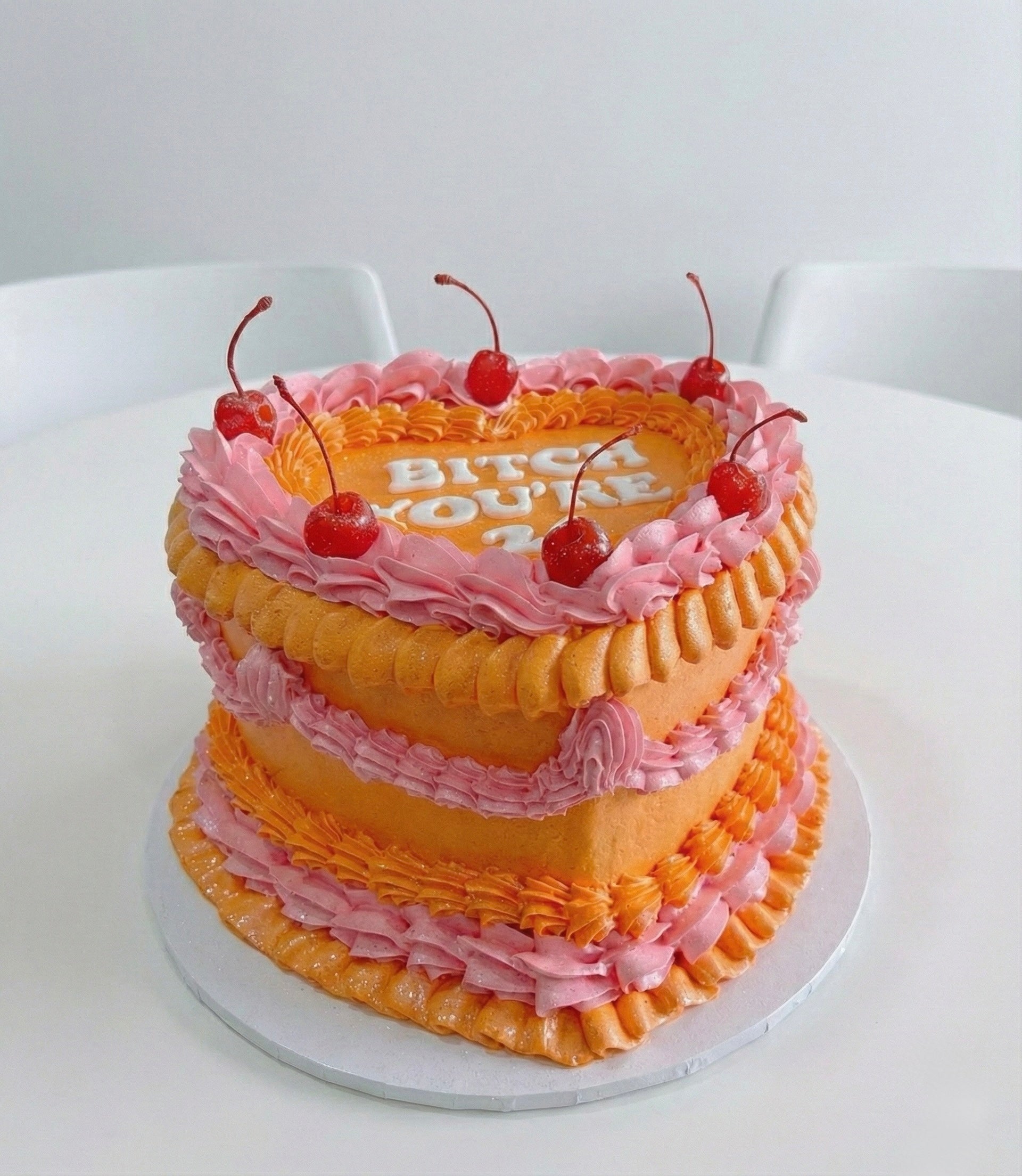 Bright Orange an Pink Heart Vintage Cake Sydney