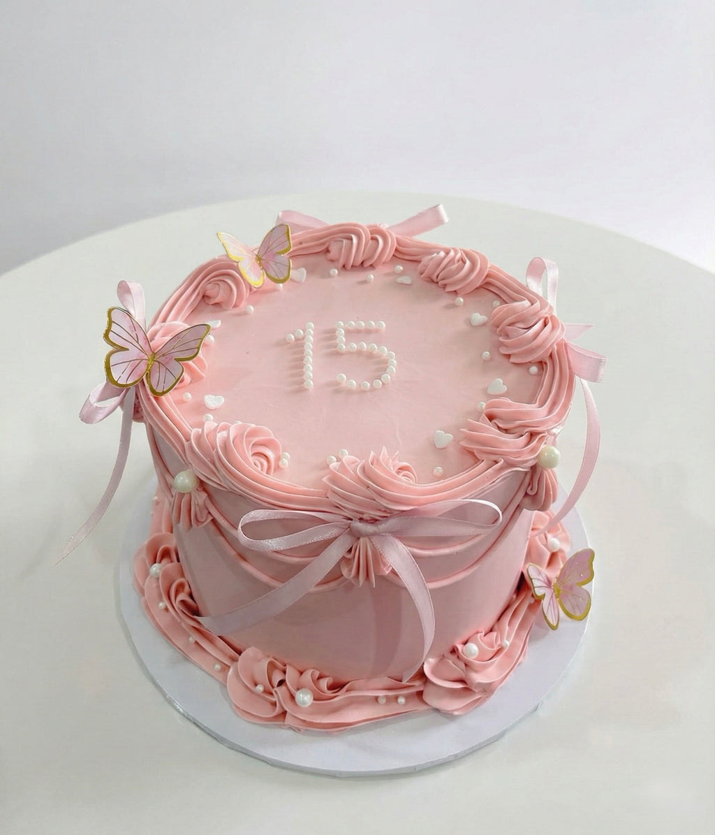 Butterflies Round Vintage Cake Sydney