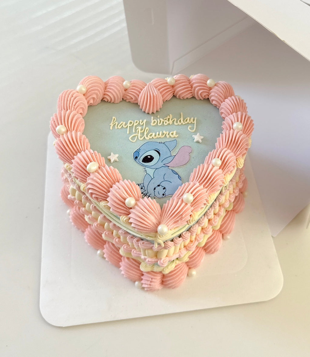 Stitch Themed Vintage Heart Cake Sydney