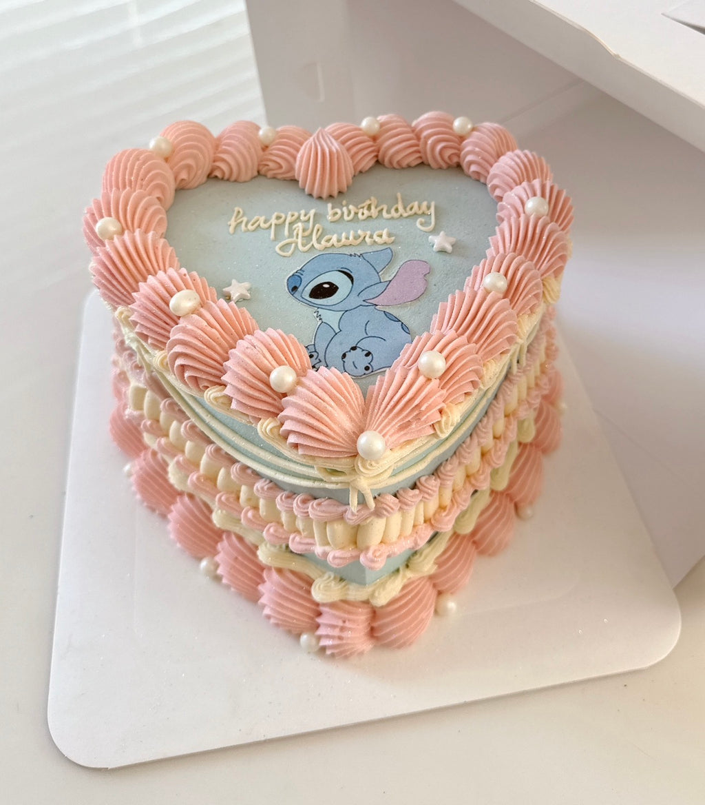 Stitch Themed Vintage Heart Cake Sydney