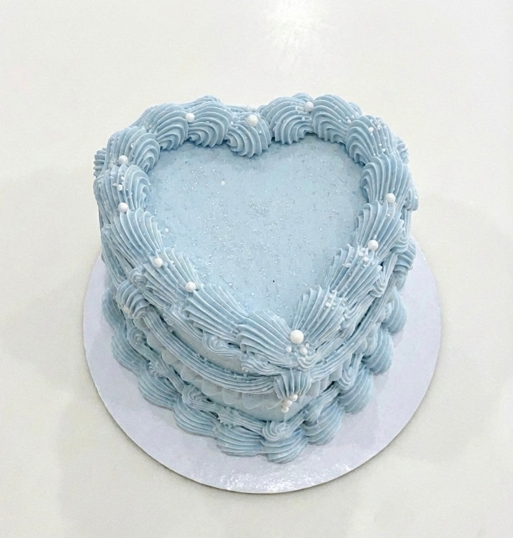 Light Blue Heart Vintage Cake Sydney