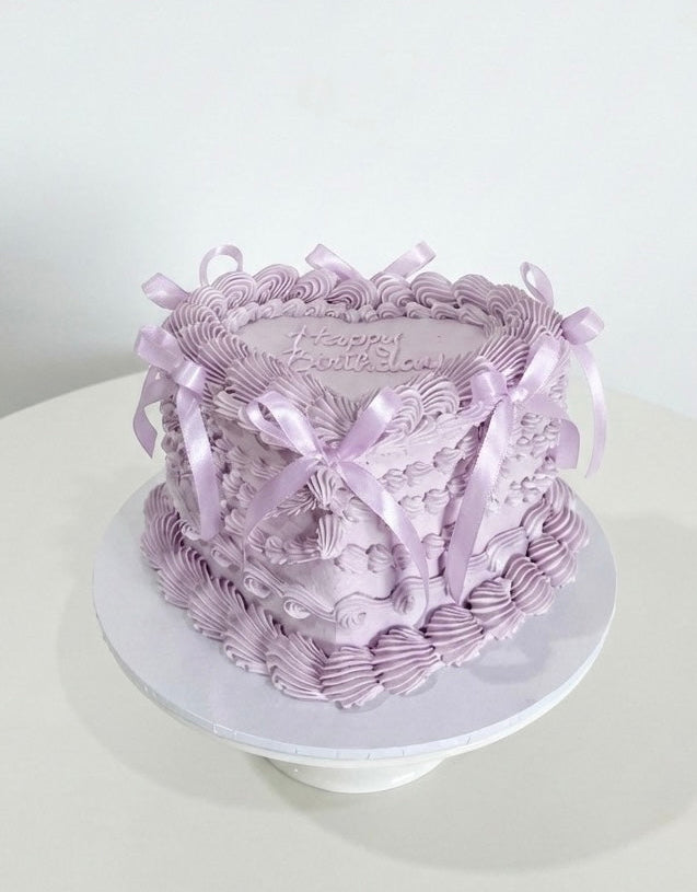 Pastel Purple Heart Vintage Cake Sydney