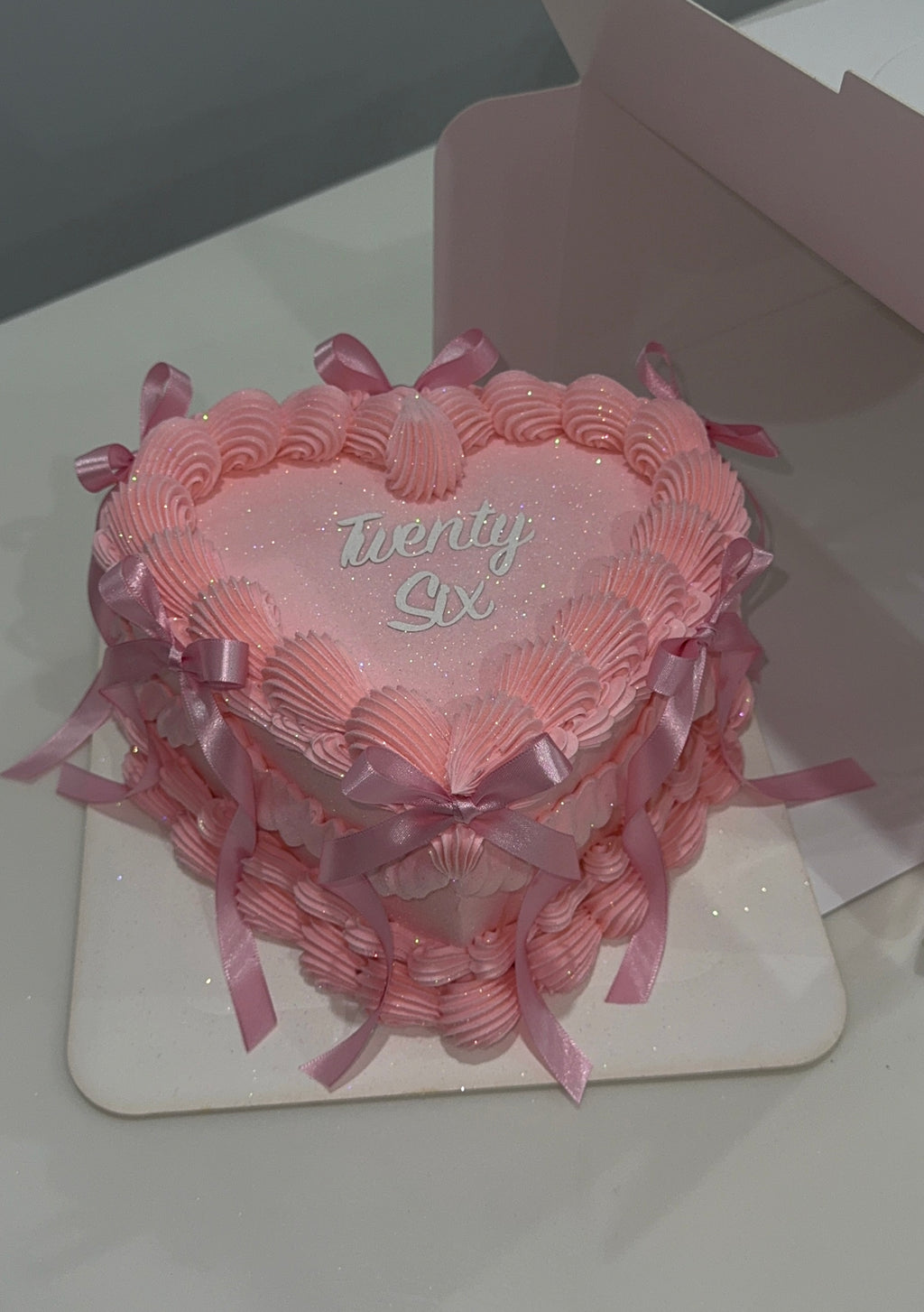Baby Pink Vintage Heart Cake Sydney