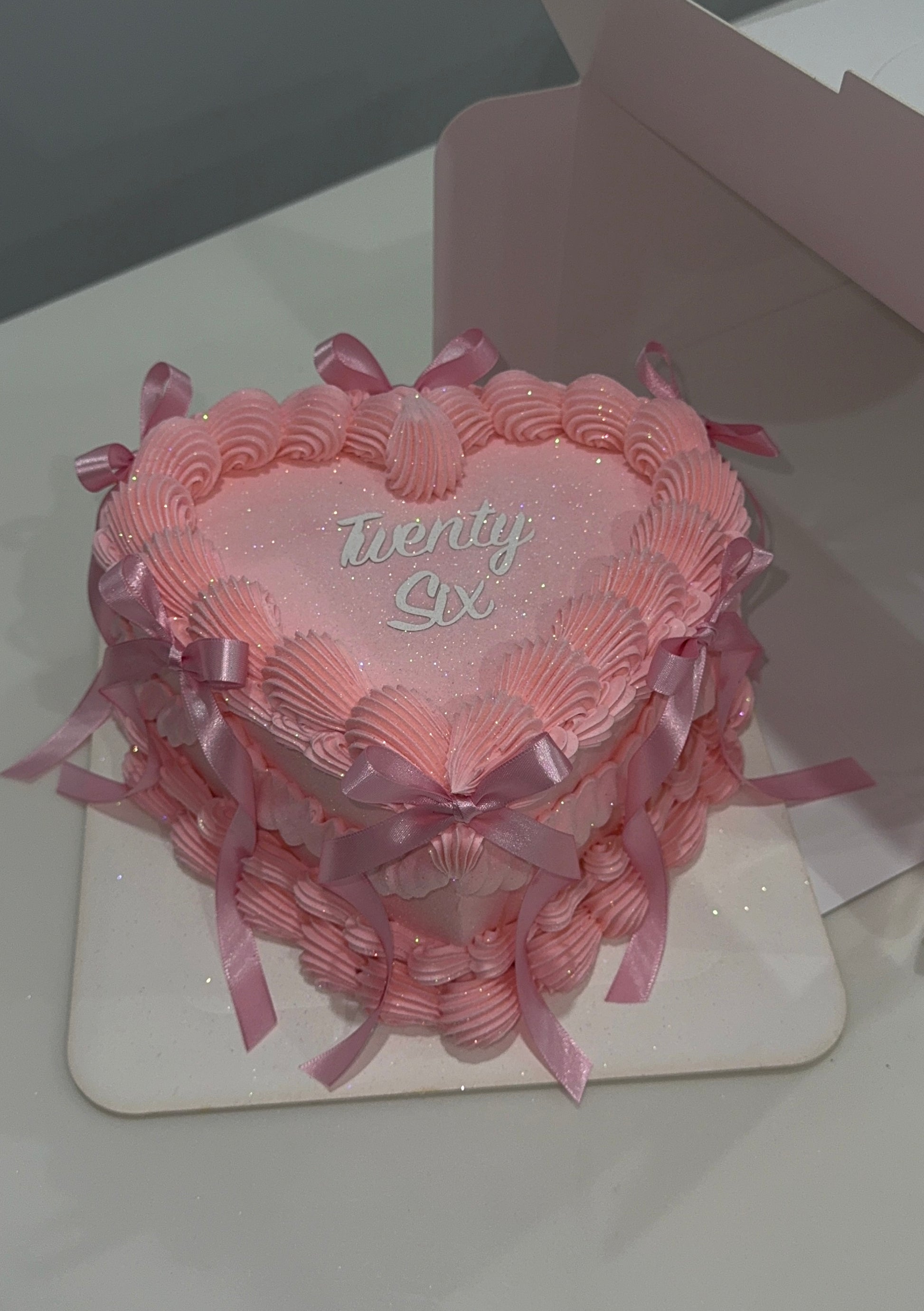 Baby Pink Vintage Heart Cake Sydney