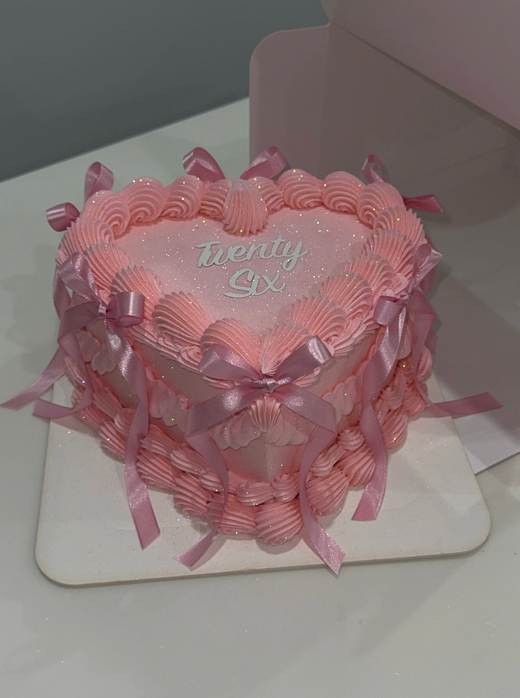 Baby Pink Vintage Heart Cake Sydney
