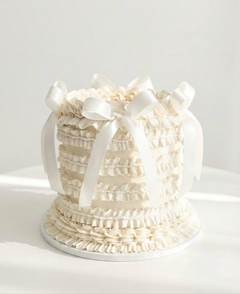 White Ruffle Buttercream Cake Sydney