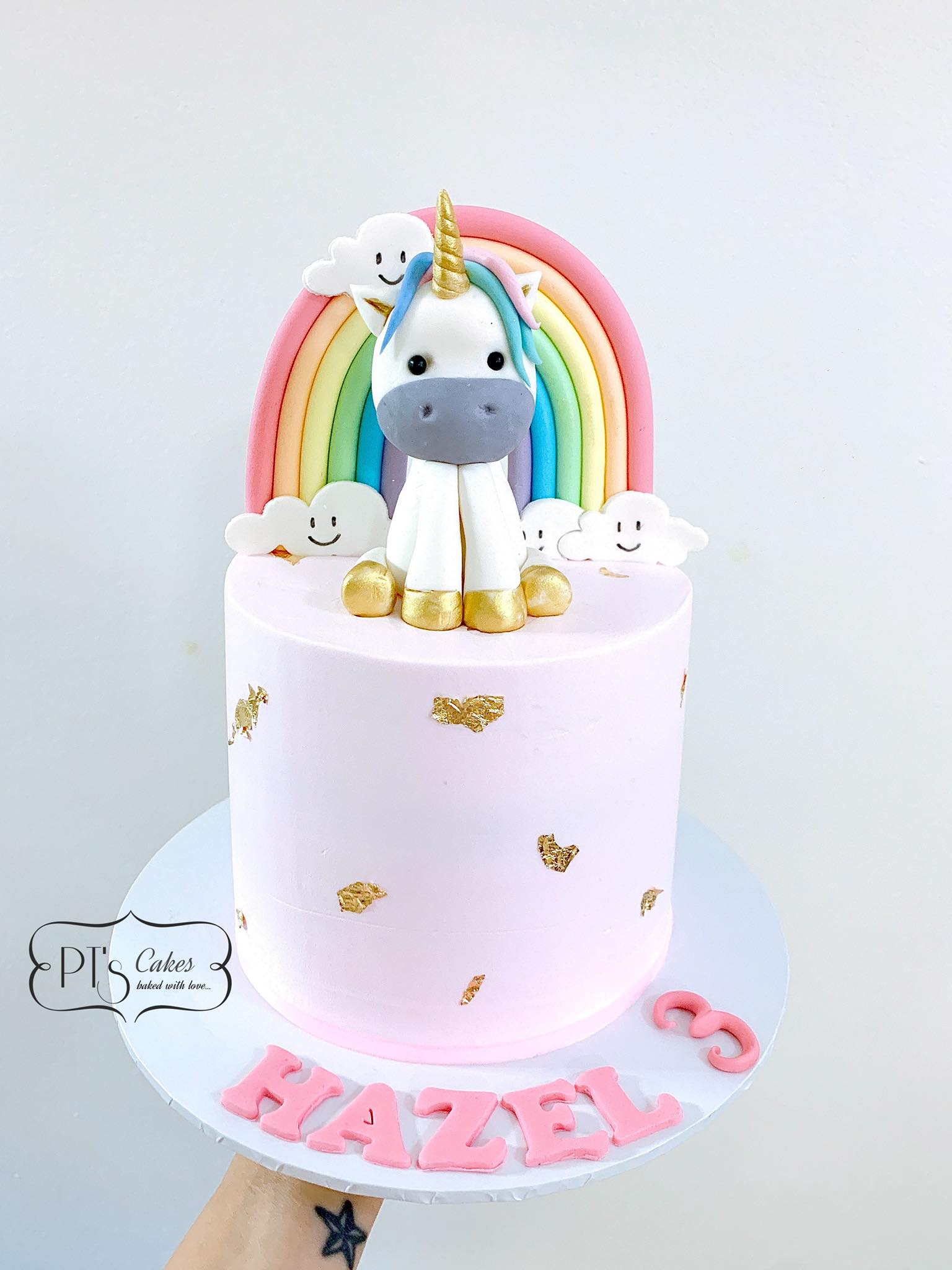 Unicorn with Rainbow Cake