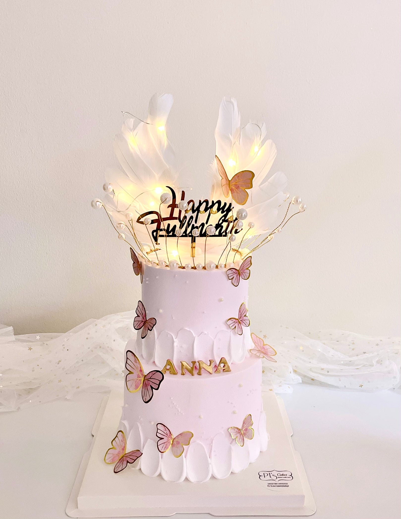 2 tiers crown with butterflies