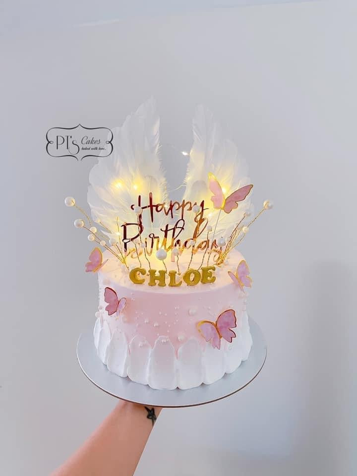 Angel wing pink butterfly cake